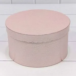 Коробка 14*14*7,5 см Текстура кожи Розовый цилиндр 