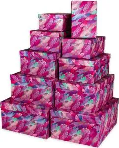 Коробка 33*27*14 см "Яркие перья"