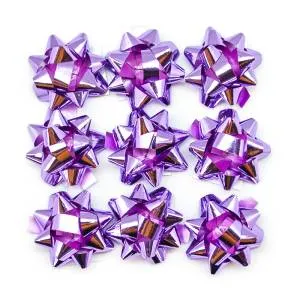 Бант-звезда, сиреневый металл 4 см, 10 шт./17823