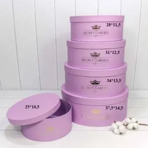 Коробка 25*10,5 см "THE SECRET GARDEN" круглая сиреневый