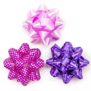 Бант-звезда, розовый микс 7см,12 шт./17801