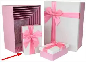 Коробка 16,8*10,8*6,5 Атласный бант, Рогожка /SY604-6710