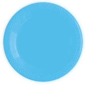 Тарелки пластиковые 23 см "Делюкс" Голубые/10 шт (Колумбия)