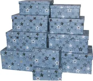 Коробка 38*29*16 см "Волшебные звезды" голубой металлик