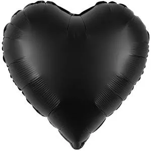 18" Сердце сатин черное (Китай) / 27622
