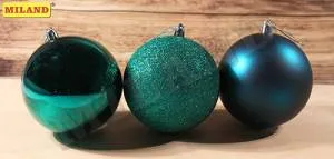 Набор шаров "Рождественская сказка" 10 см, 6 шт. СИНЕ-ЗЕЛЕНЫЙ