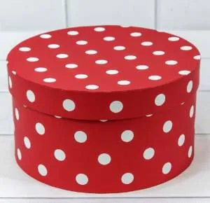 Коробка цилиндр 21*11,5 см "Горох" красный