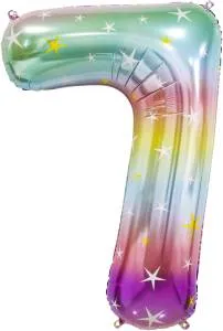 34" Цифра "7" Радужные искры, градиент / Китай 130037
