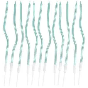 Свечи "Волна" бирюзовые с подст. 13 см 12 шт. / 1502-6686