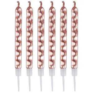Свечи "Цунами" розовое золото 10 см., 6 шт. / 1502-6823