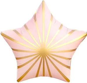 18" Звезда, Золотые грани, розовый сатин (Китай) / 26867