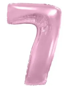 Цифра "7" Розовая 102 см с гелием 