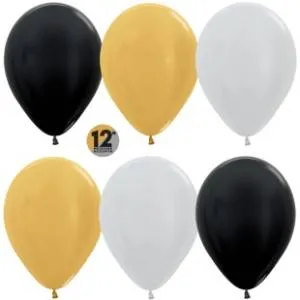 12" Ассорти металлик (золото/серебро/черный) 12 шт (Колумбия)