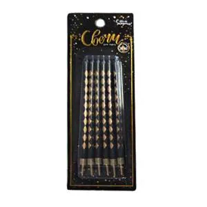 Свечи Золотые Ромбы XL с держат/183554