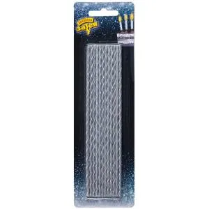 Свеча д/торта Серебряные17 см 24 шт / 1502-5227