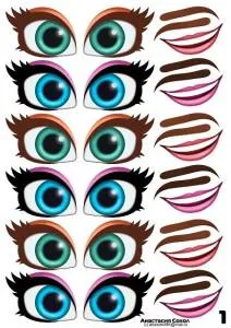 Наклейки "Глаза Рты №1" (6 комплектов на листе)/1960-01