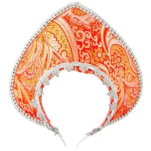 Кокошник-ободок "Узоры" красный / 1501-6864