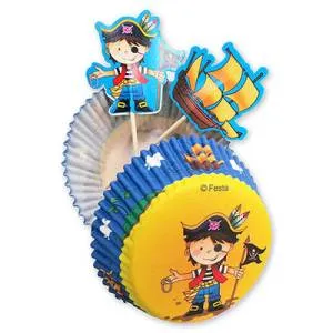 Тарталетка бум.+украшение "Маленький пират" 48шт.