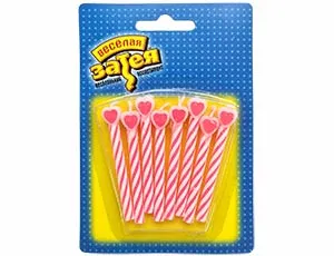 Свечи д/торта с сердцем 8 шт., ассорти 1502-1157                