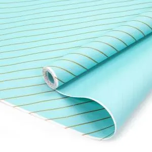 Крафт-бумага Полоски Люрекс Мятный 70 см*10 м./72066