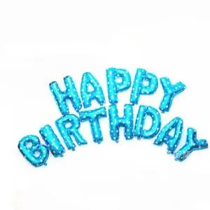 Набор шаров-букв Happy Birthday голубой