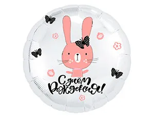 18" Круг, С ДР Зайка с бабочками (Россия) /1202-2895
