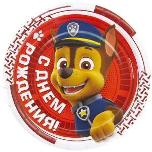 Тарелка "Щенячий патруль, С Днем Рождения" красный 7 дюйм. 6 шт./501202