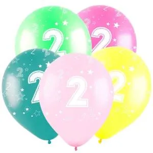 12" Цифра "2", ассорти пастель (Турция) / 50 шт