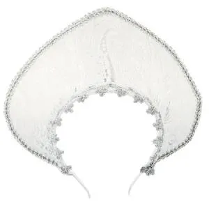 Кокошник-ободок "Узоры" серебряный / 1501-6867