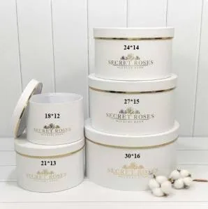 Коробка Цилиндр 21*13 см "SECRET ROSES" Белая