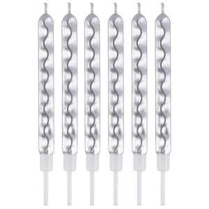 Свечи "Цунами" серебро 10 см., 6 шт. / 1502-6822