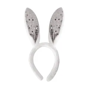 Ободок "Зайка" с пайетками, белый/серебро /6230784