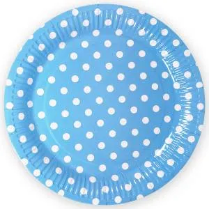 Тарелка  "Точки голубые" 9", 6 шт.