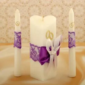 Набор свечей "Кружевной" фиолетовый