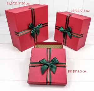 Коробка Зел.бант/Кр. коробка 21,5*21,5*10