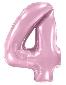 Цифра "4" Розовая 102 см с гелием 
