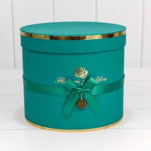 Коробка 18*18*20,5 см "Золотая роза" изумрудный цилиндр