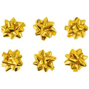 Бант-звезда, золото металлик 7,6 см., 6 шт. / 6231058