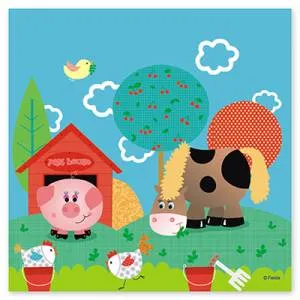 Салфетки бумажные "Забавная ферма" 33 см.
