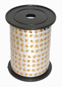 Лента c сердцами 1 см*100м Белая