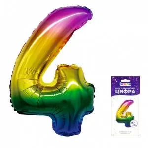 Цифра "4" Радуга 16"/ Китай