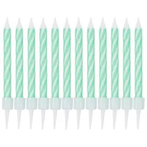 Свечи Спирали с подст. Зеленые 6 см 12 шт / 1502-6784