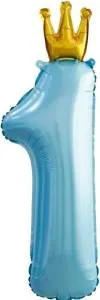 36" Цифра "1" Голубой, Золотая корона / Китай 22001