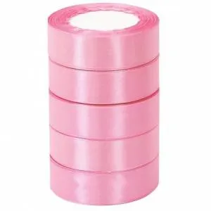 Лента атлас светло-розовая 25 мм*22,85 м / 4886603/25004