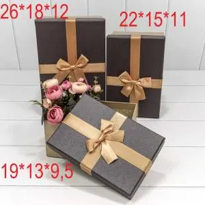 Коробка с бантом 19*13*9,5 Черный/Золото