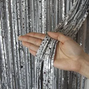 Занавес лазерный "Звезды" белый/серебро 2 м* 1м. (Китай) 6230901