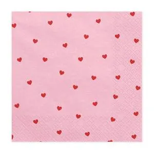 Салфетка Сердца светло-розов 33 см 20шт./1502-5344