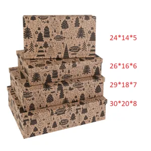 Коробка крафт "Елочки" 24*14*5 см.КОР-2007