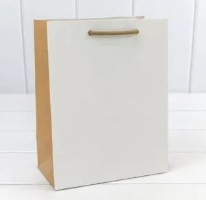 Пакет подарочный 18*23*10 см. Белый/Крафт / 000200Е