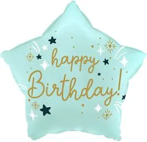 18" Звезда, С Днем Рождения, голубой / Китай 24602
